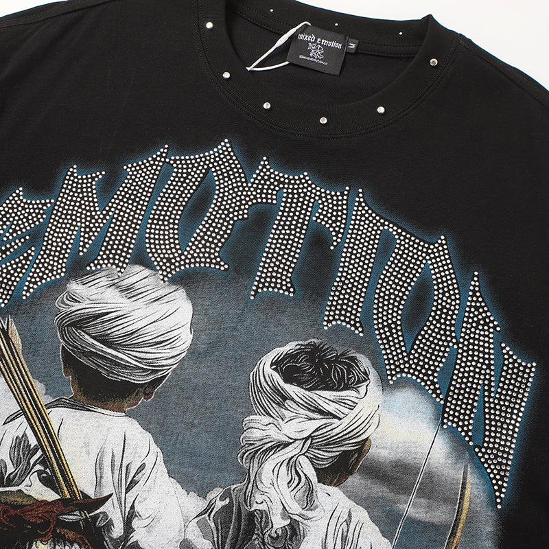 MIXED EMOTION Retro Character Graphic 2‑Color T‑Shirt