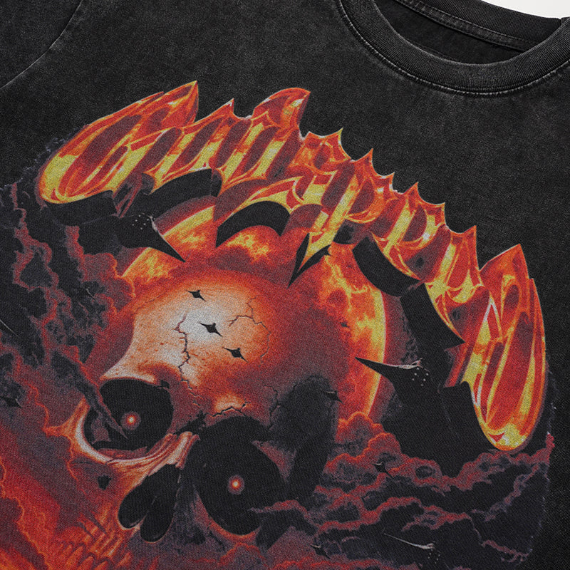 Godspeed Flame Skull Graphic T‑Shirt