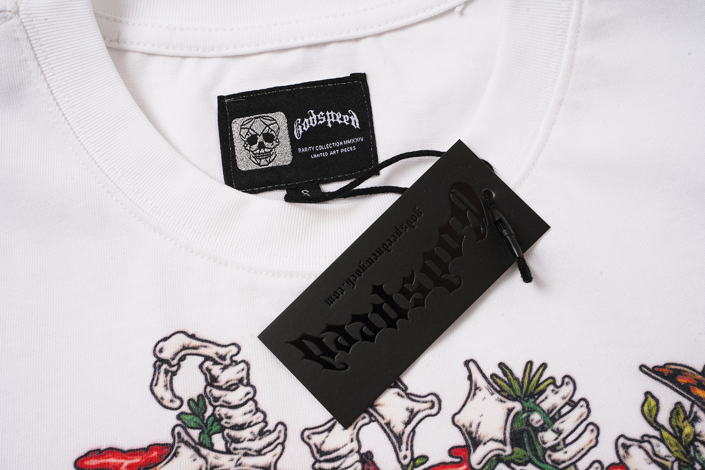 Godspeed Floral Skull White T‑Shirt
