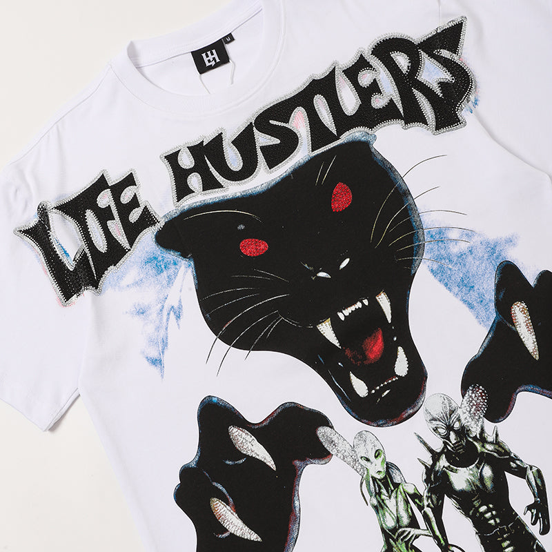 Life Hustlers Black Panther Graphic White T‑Shirt