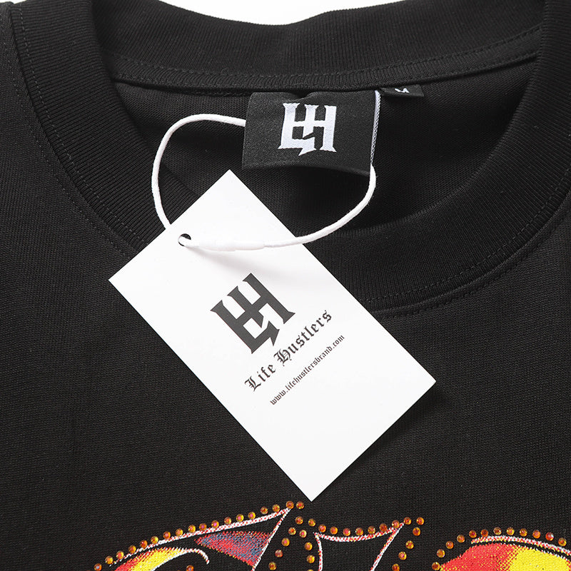 Life Hustlers Fire Angel Graphic Black Tee