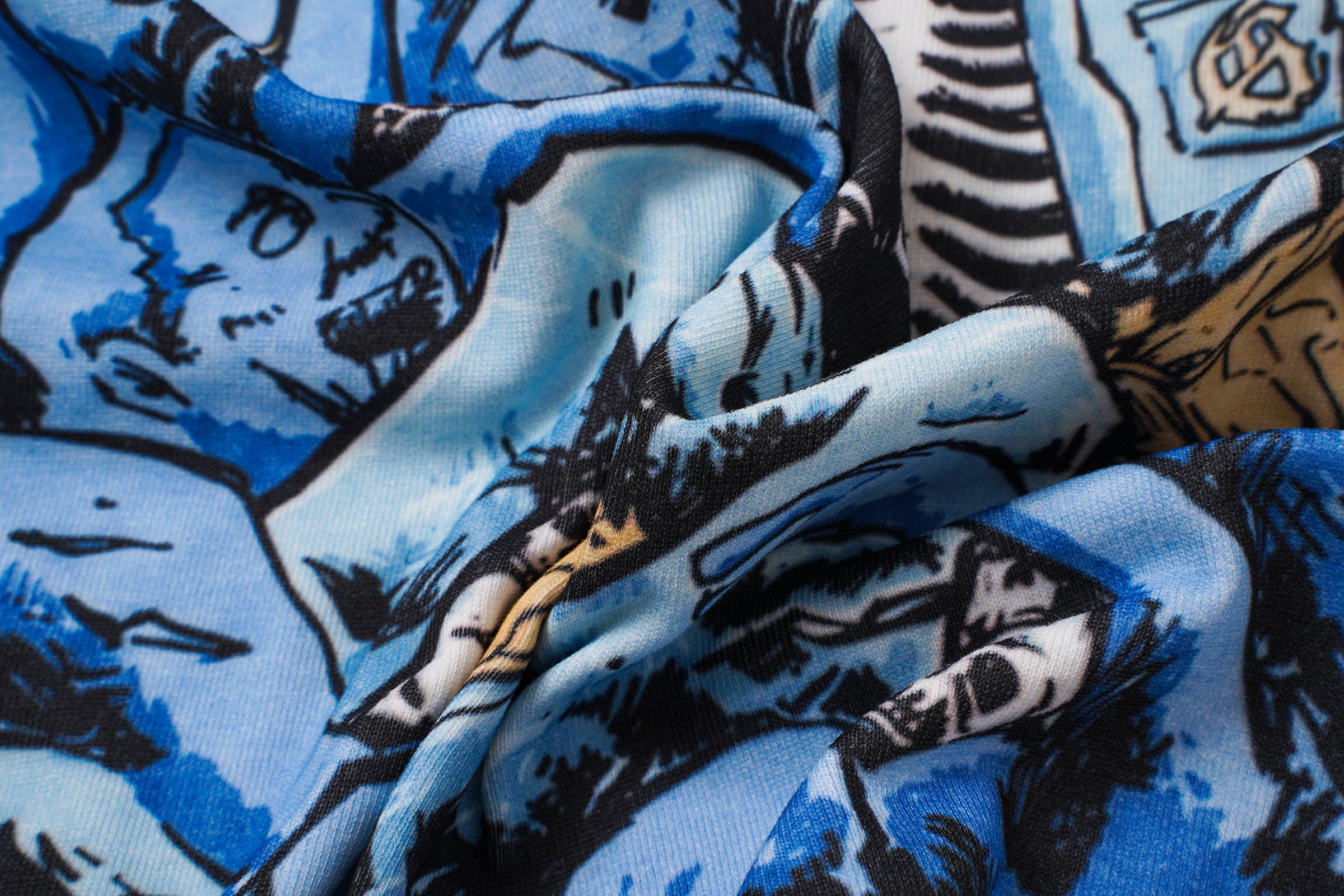 Godspeed Blue Skull Graphic White T‑Shirt