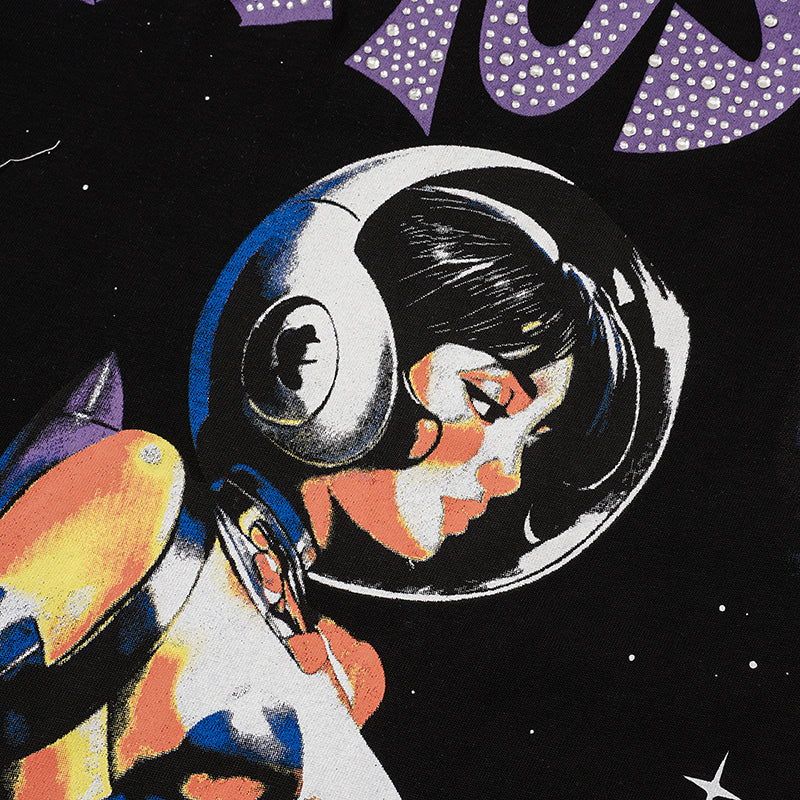 Life Hustlers Space‑Astronaut Graphic Black T‑Shirt