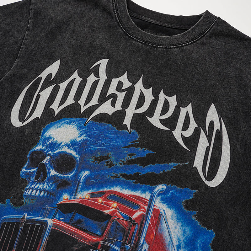 Godspeed Vintage Truck Skull Graphic T‑Shirt