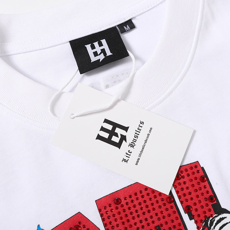Life Hustlers Wrestler Graphic White T‑Shirt