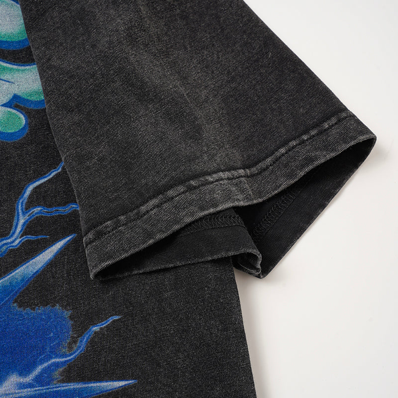 Godspeed Blue Flame Skull Graphic T‑Shirt