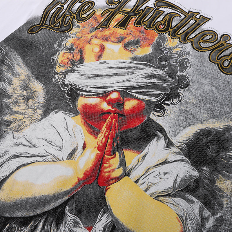 Life Hustlers Praying Angel Graphic White Tee