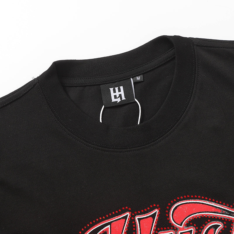 Life Hustlers Red Angel Graphic Black Tee