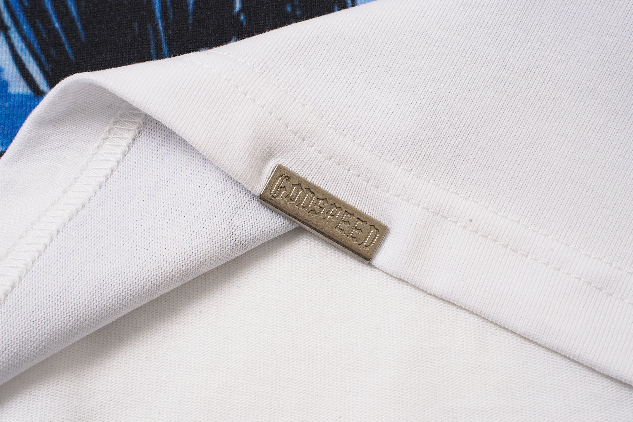 Godspeed Blue Skull Graphic White T‑Shirt