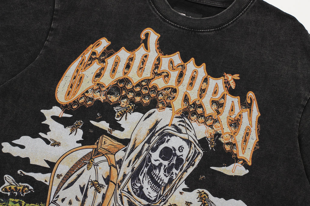 Godspeed Vintage Tiger Graphic Black T‑Shirt