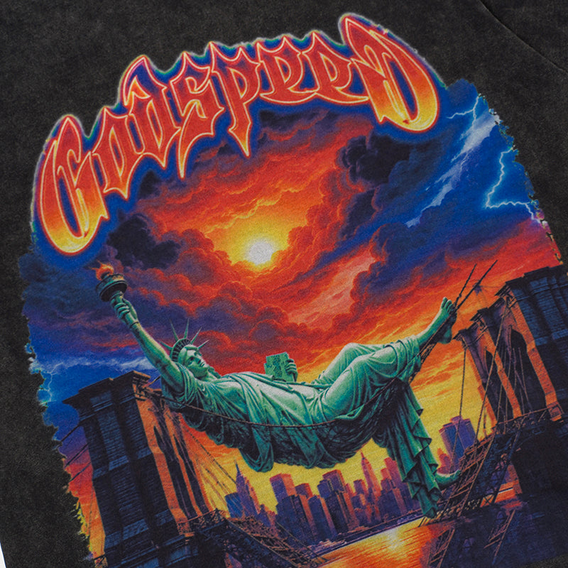 Godspeed Sunset Dinosaur Graphic T‑Shirt