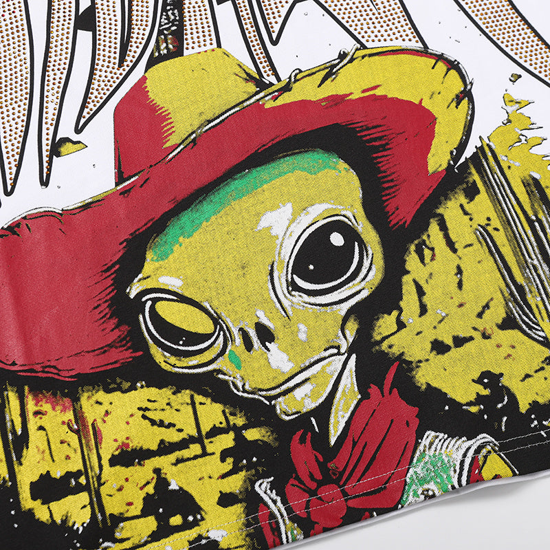 MIXED EMOTION Alien Cowboy Graphic 2‑Color T‑Shirt