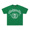 Godspeed Skull Print Green T‑Shirt