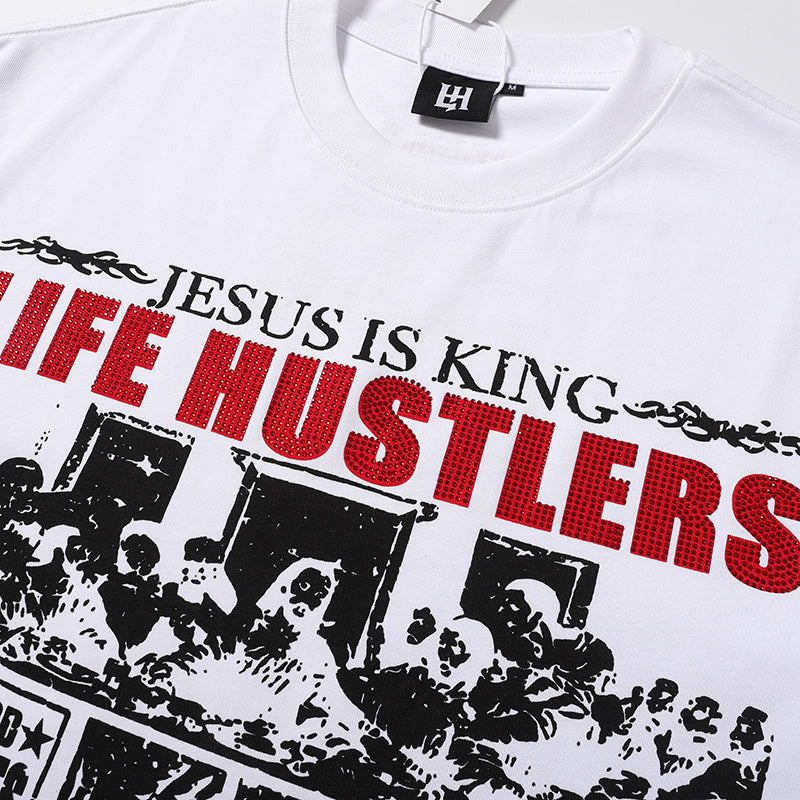 Life Hustlers Jesus Collage Graphic White Tee