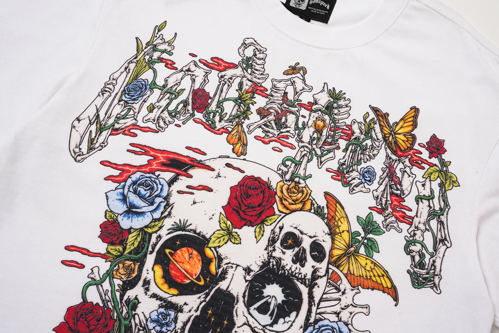 Godspeed Floral Skull White T‑Shirt