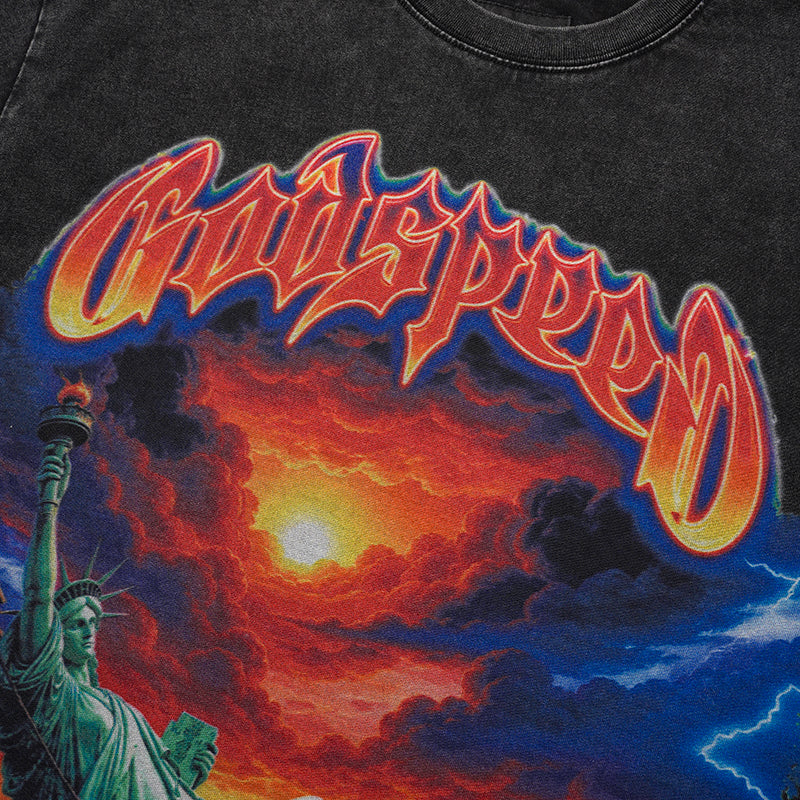 Godspeed Sunset Dinosaur Graphic T‑Shirt