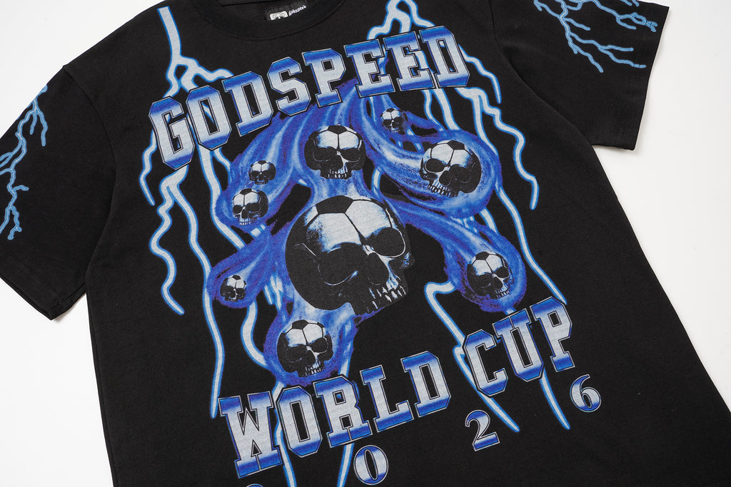 Godspeed Blue‑Skull Graphic T‑Shirt