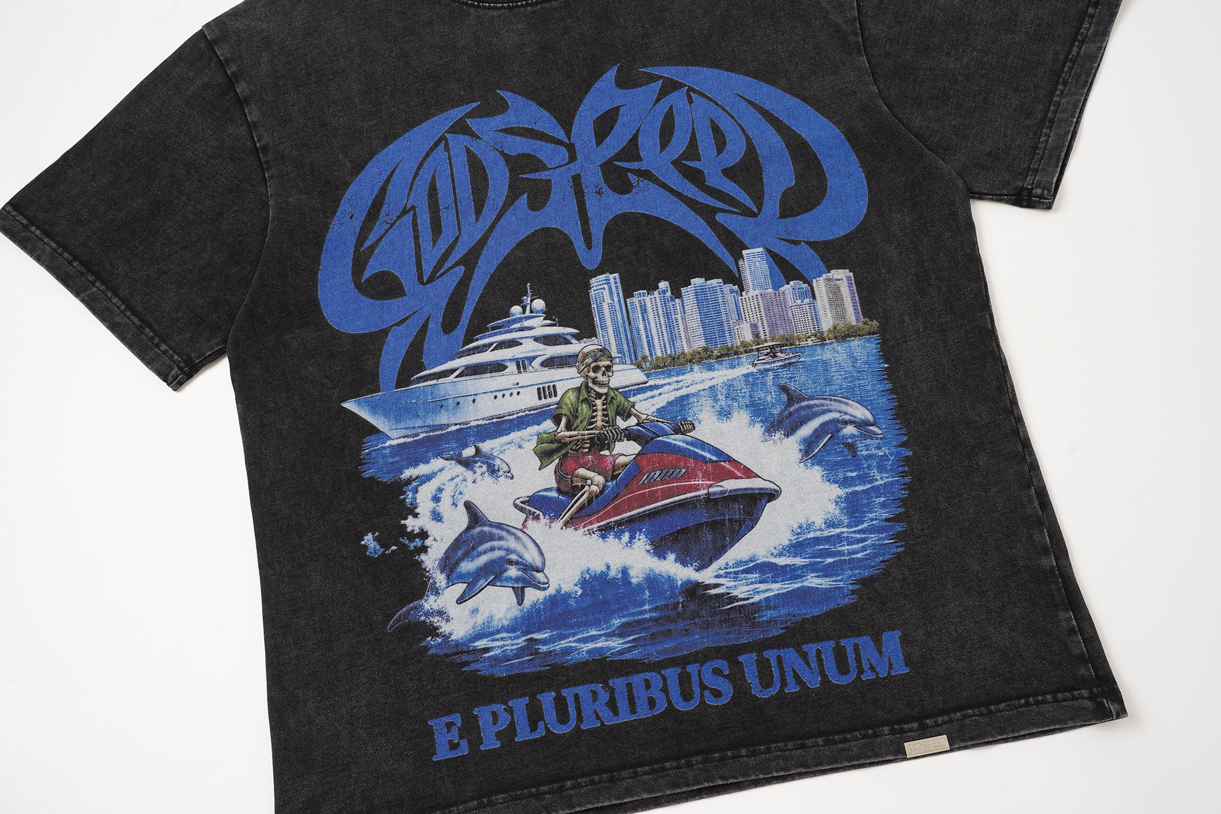 Godspeed Blue Landscape Graphic Black T‑Shirt