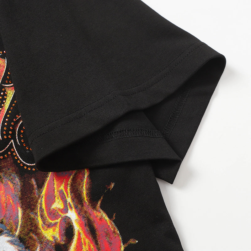 Life Hustlers Fire Angel Graphic Black Tee