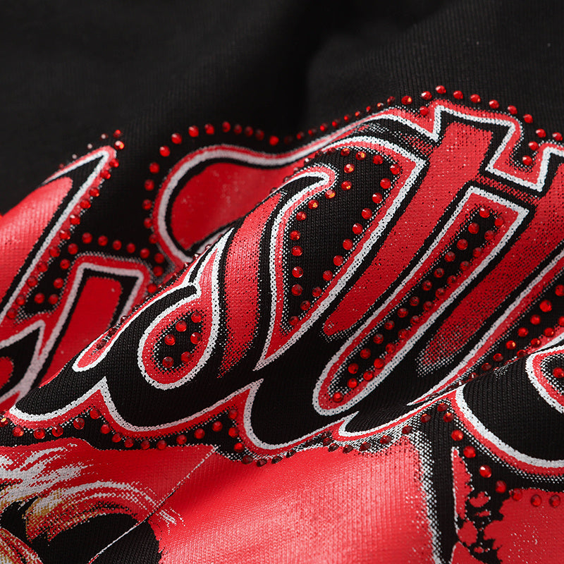 Life Hustlers Red Angel Graphic Black Tee