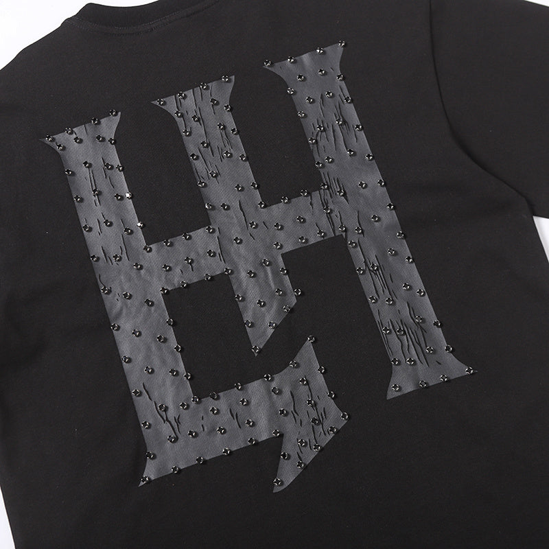 Life Hustlers Black‑on‑Black H Logo T‑Shirt