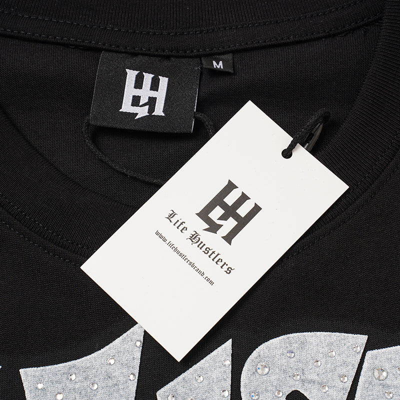 Life Hustlers Blind‑Folded Angel Graphic Black T‑Shirt