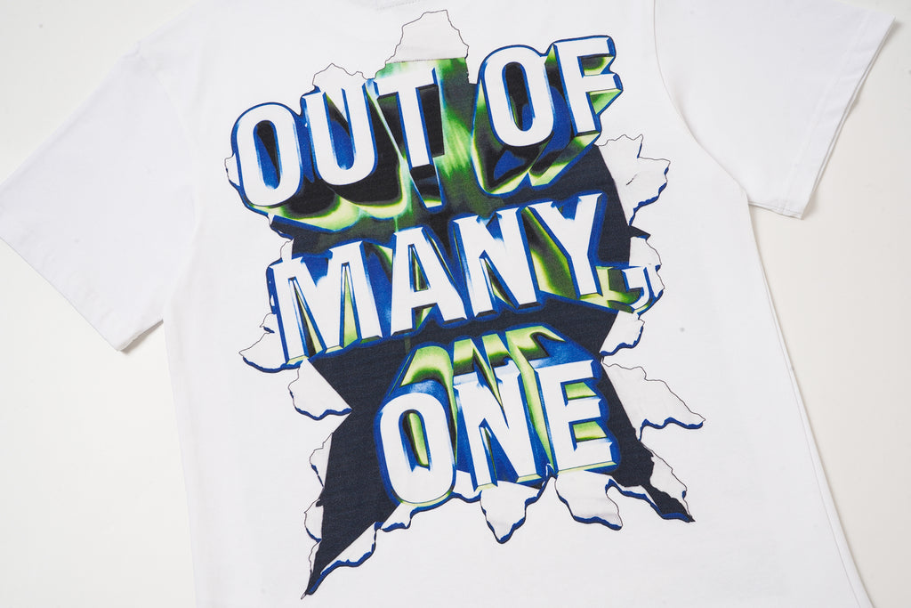 Godspeed Out Of Many One White Graphic T‑Shirt