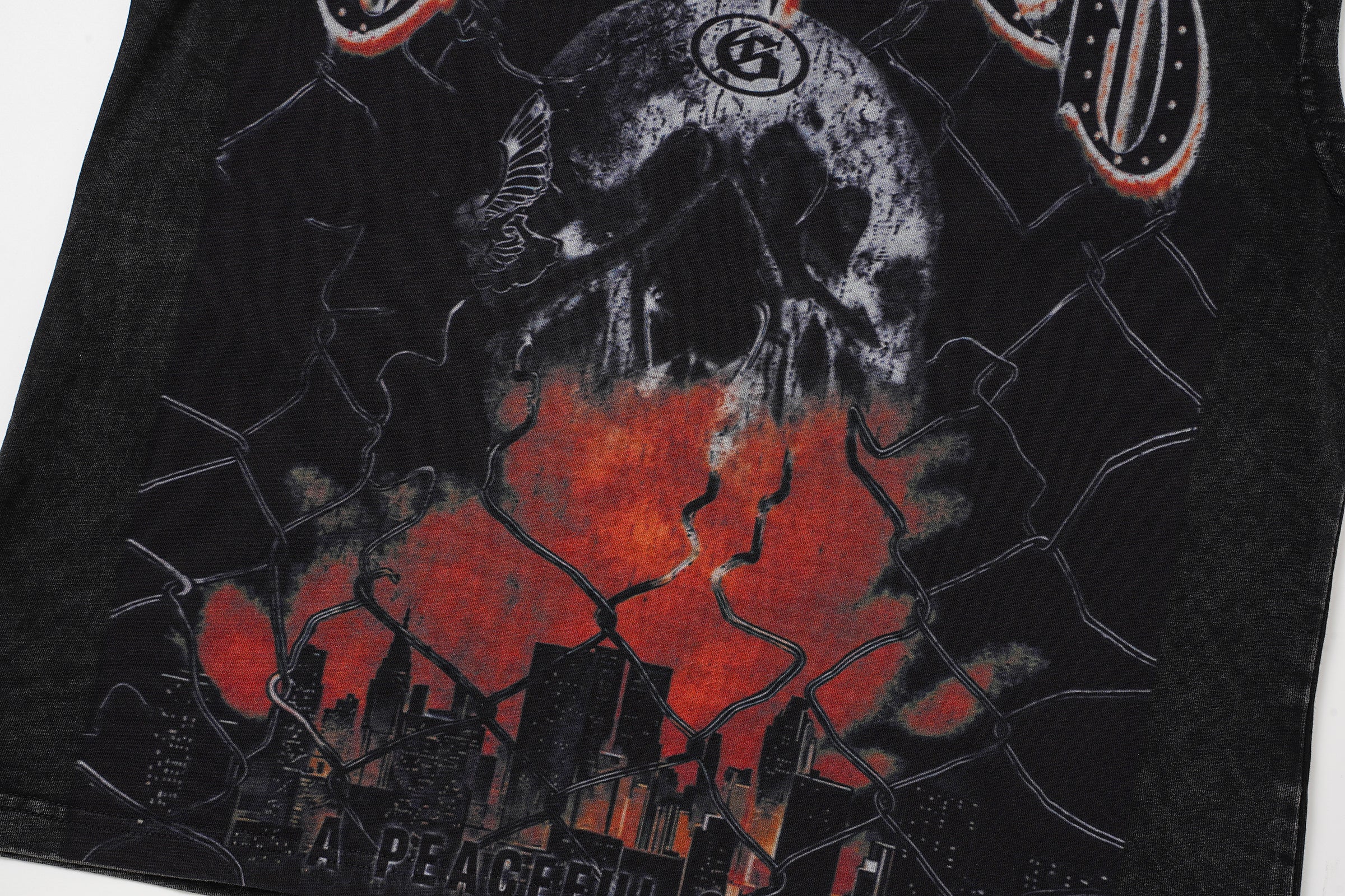 Godspeed Skull Graphic Black Washed Tank Top