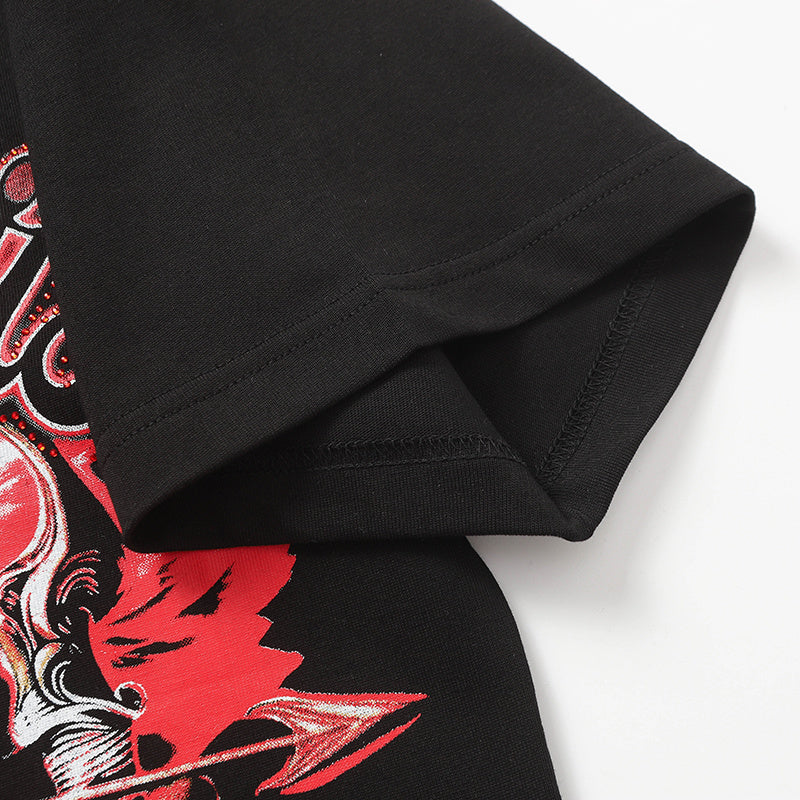 Life Hustlers Red Angel Graphic Black Tee
