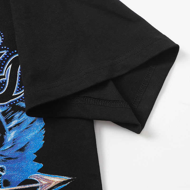 Life Hustlers Blue Cupid Graphic Black Tee