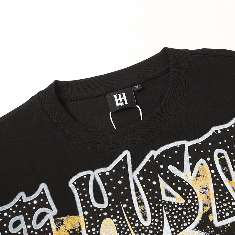 Life Hustlers Angel Portrait Graphic Black T‑Shirt