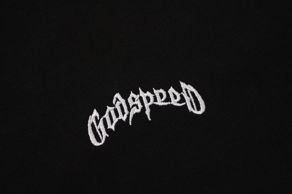 Godspeed Skull‑Laurel Contrast Collar Polo Shirt