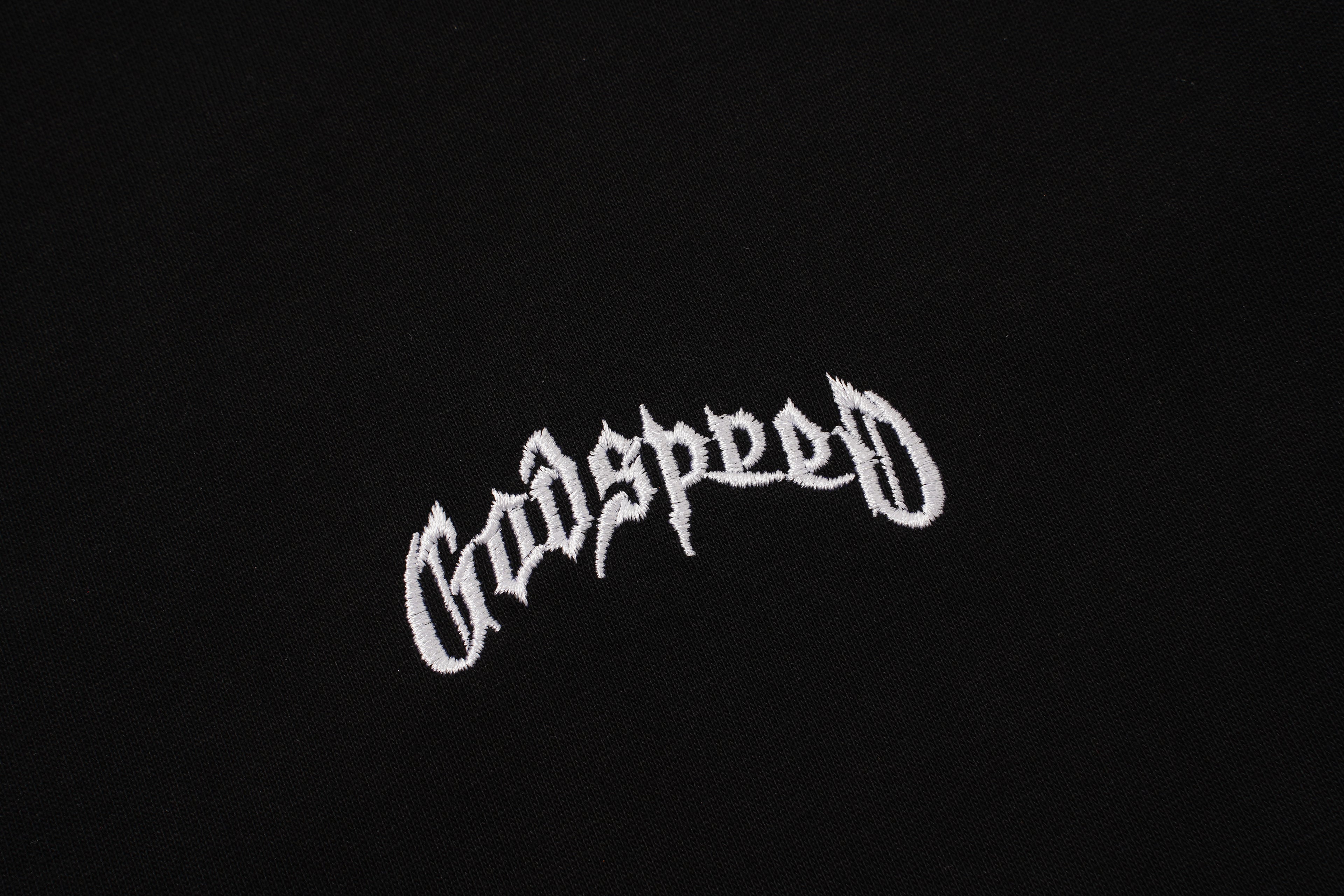 Godspeed Skull‑Laurel Contrast Collar Polo Shirt