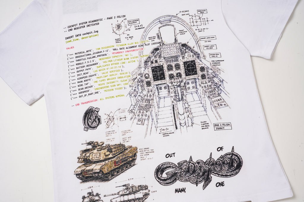 Godspeed White Vintage Sketch‑Print T‑Shirt