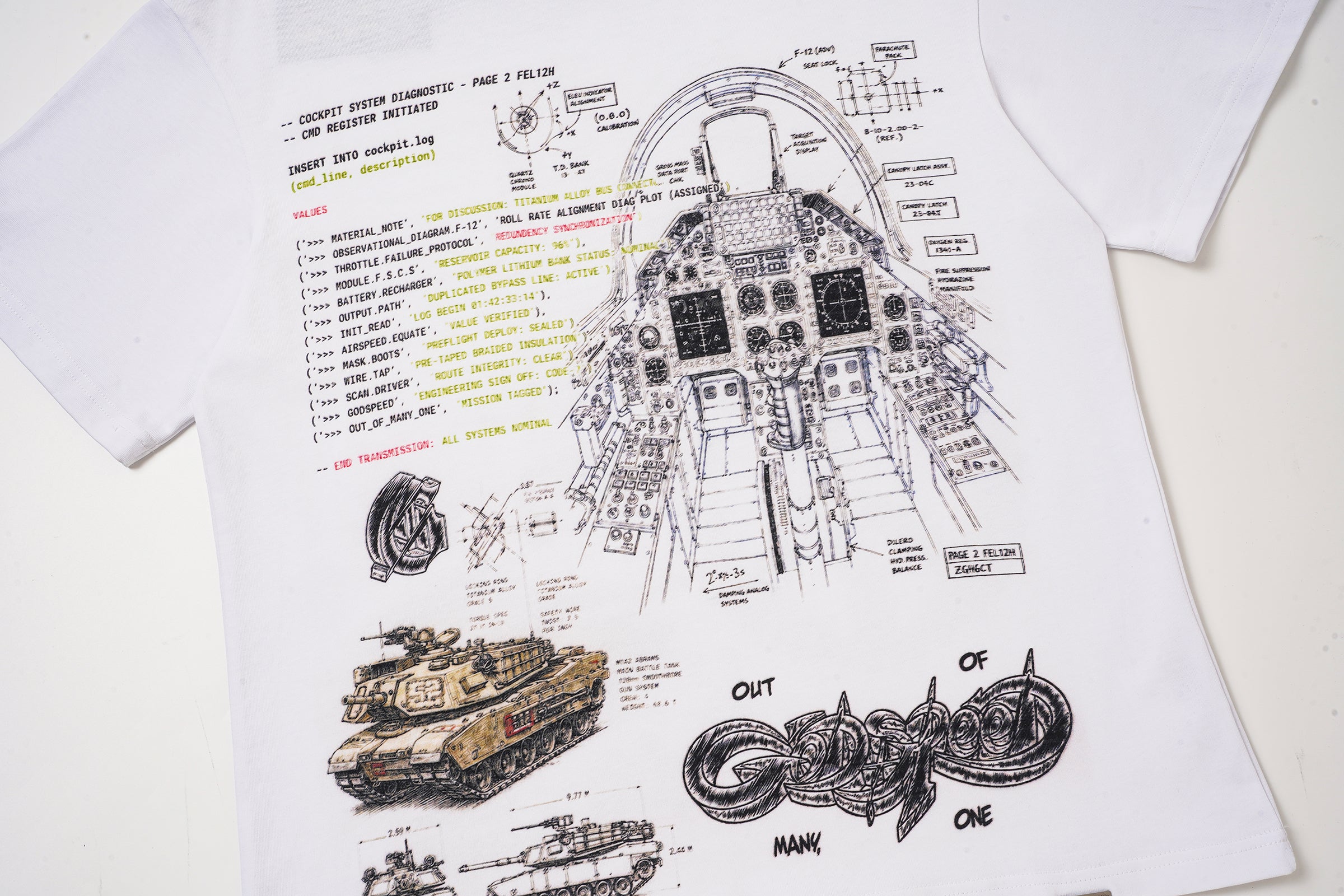 Godspeed White Vintage Sketch‑Print T‑Shirt