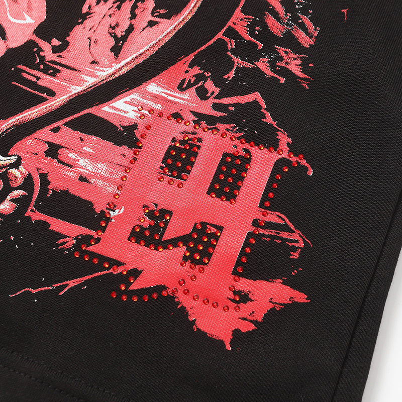 Life Hustlers Red Angel Graphic Black Tee