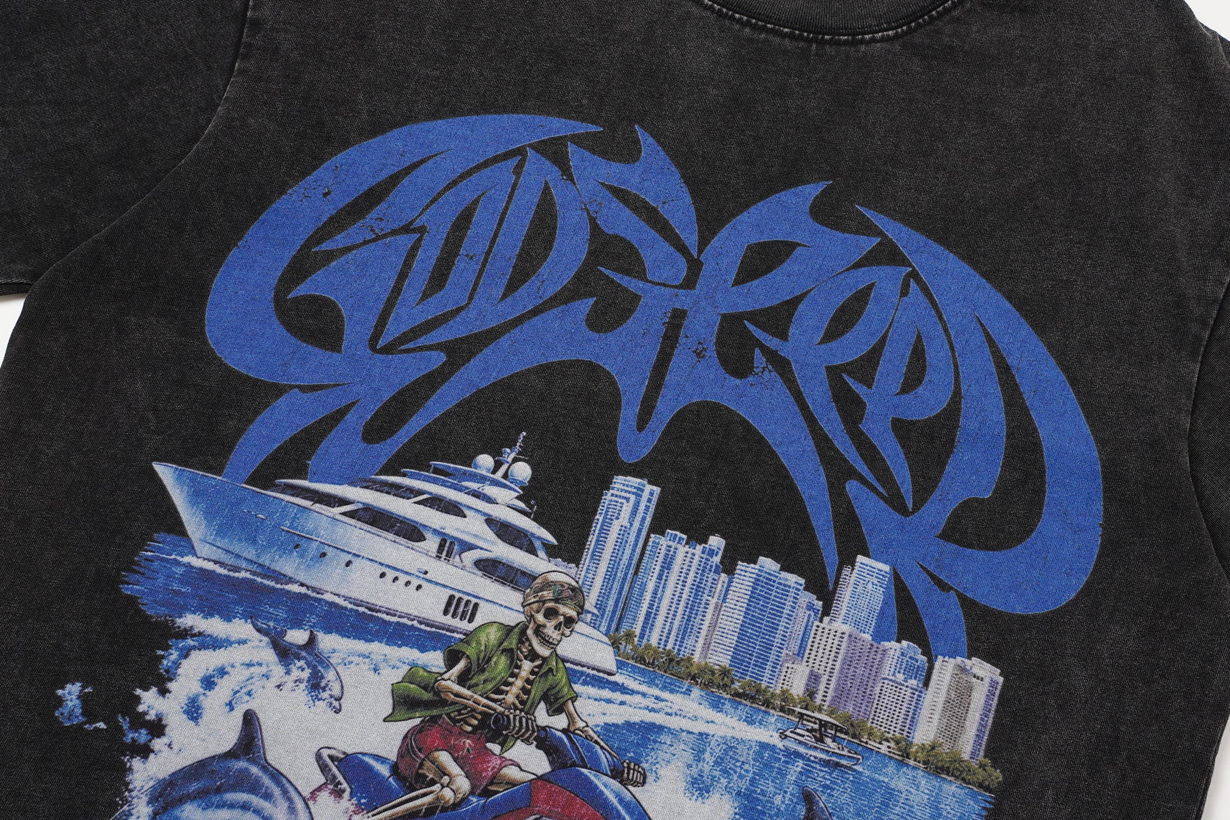 Godspeed Blue Landscape Graphic Black T‑Shirt