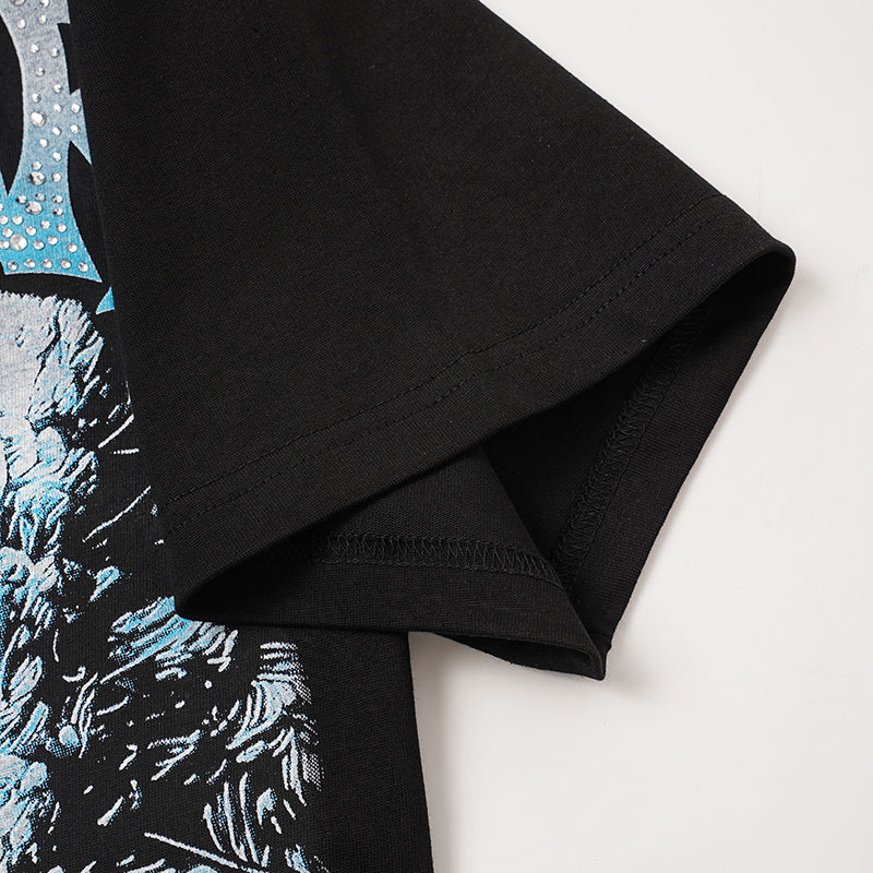 Life Hustlers Blind‑Folded Angel Graphic Black T‑Shirt