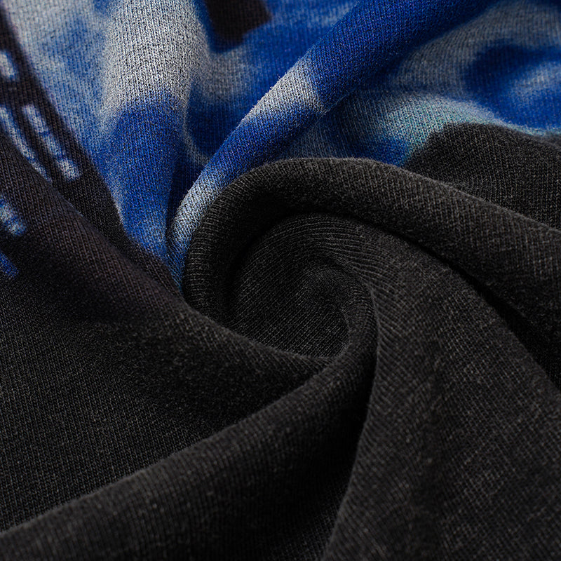 Godspeed Blue Flame Skull Graphic T‑Shirt
