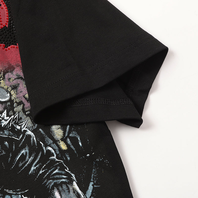 Life Hustlers Vintage Skull Graphic Black T‑Shirt