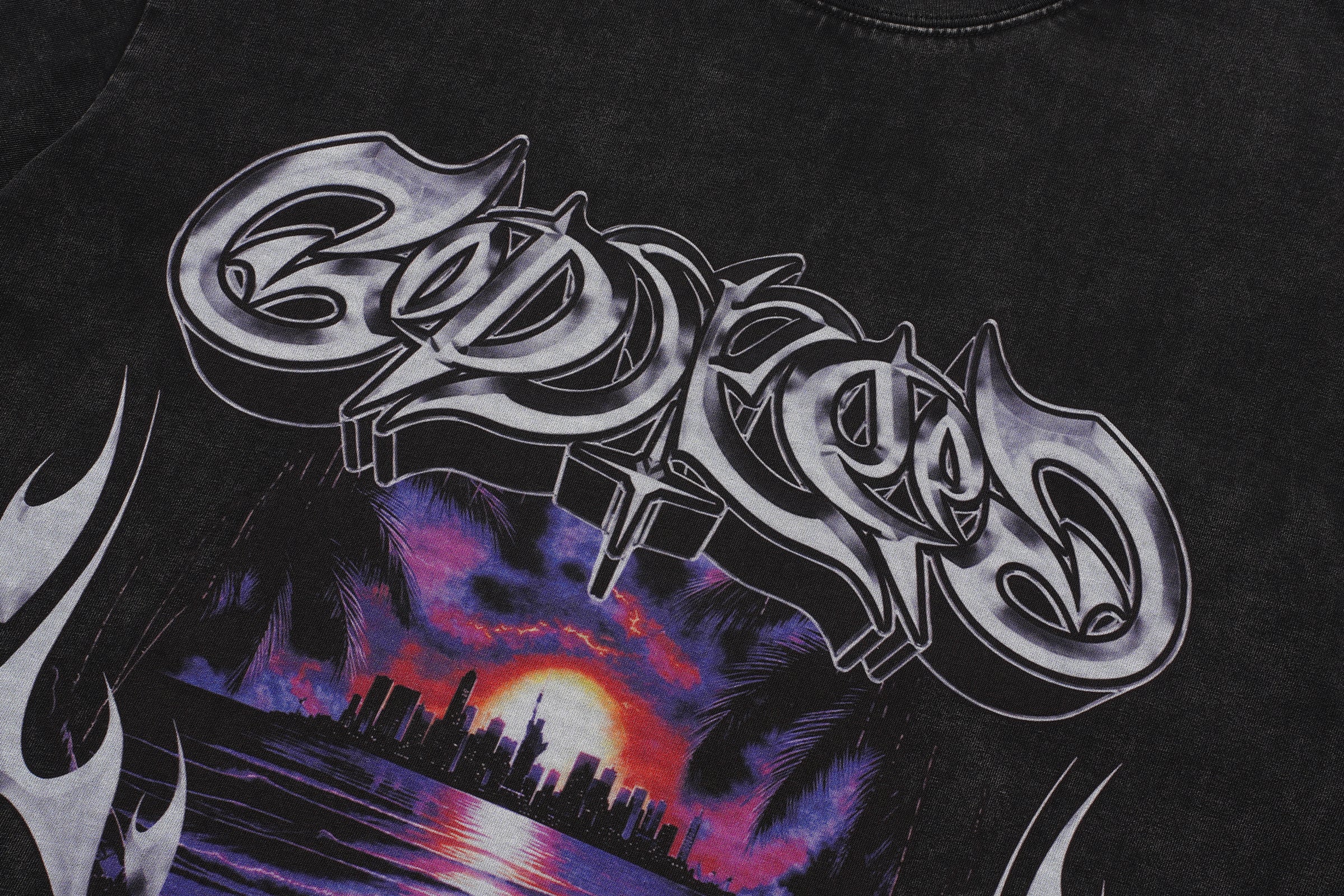 Godspeed Flame Graphic Black T‑Shirt