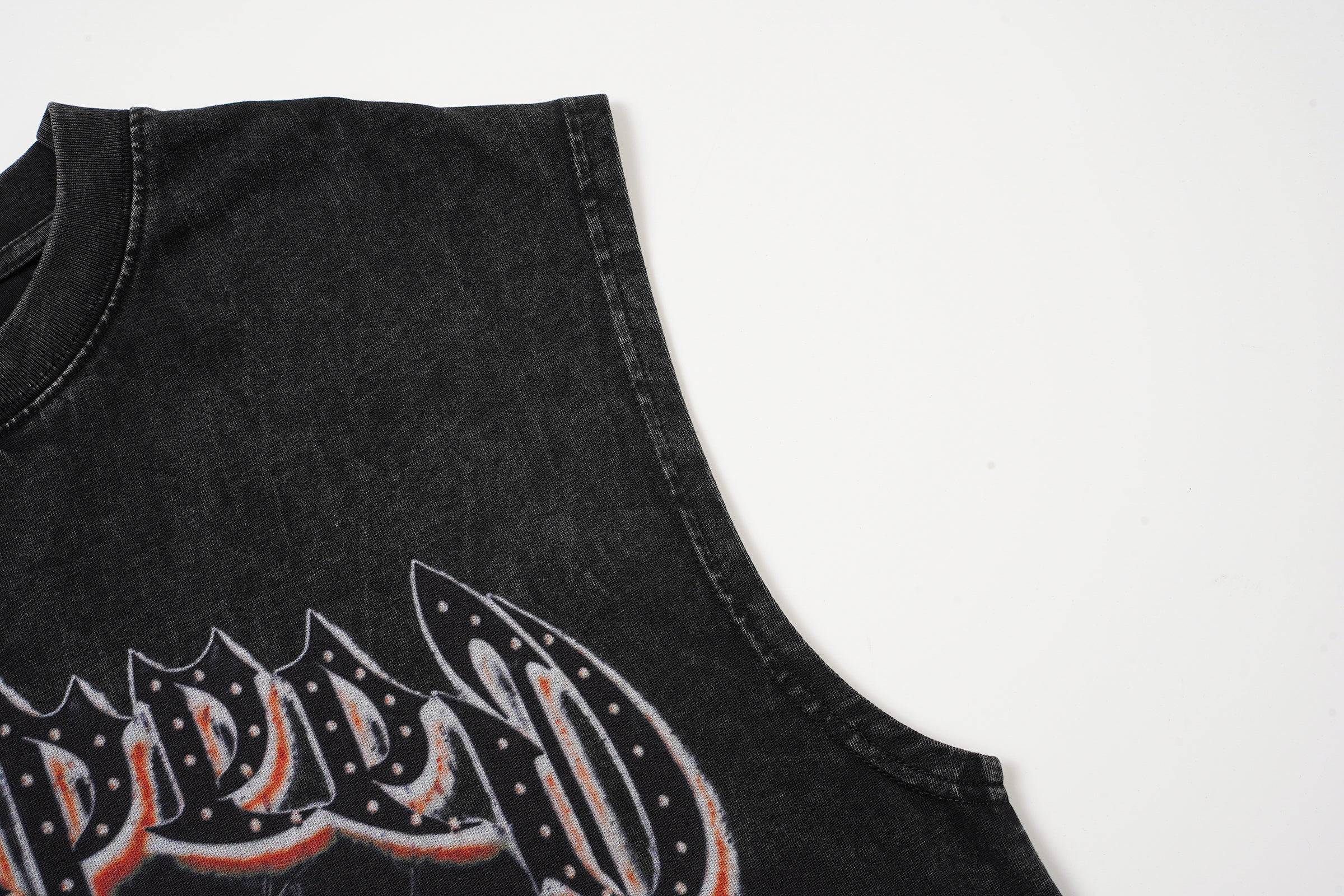 Godspeed Skull Graphic Black Washed Tank Top