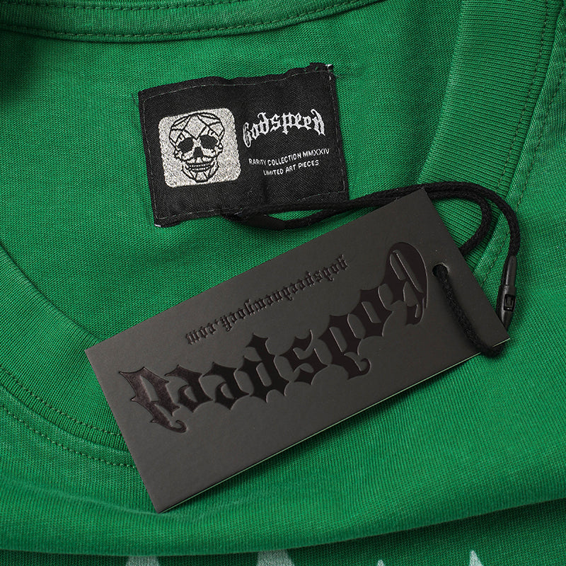 Godspeed Skull Print Green T‑Shirt