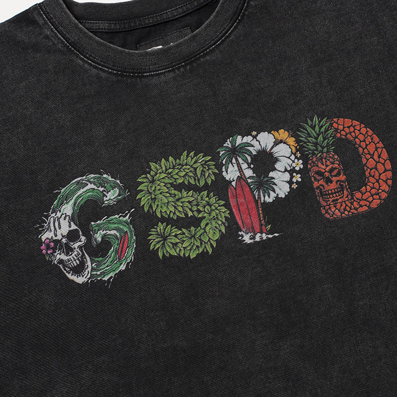 Godspeed Green Snake Skull Graphic T‑Shirt