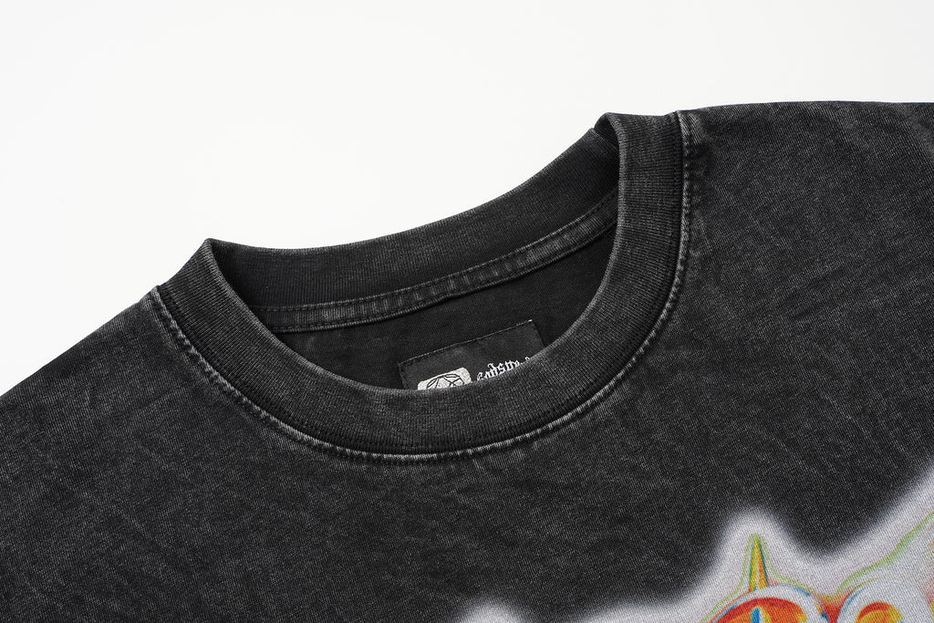 Godspeed Helmet‑Skull Print Black Washed Tank Top