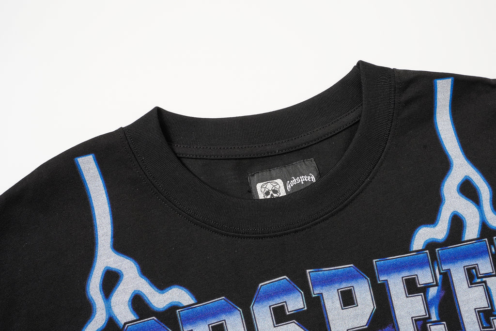 Godspeed Blue‑Skull Graphic T‑Shirt
