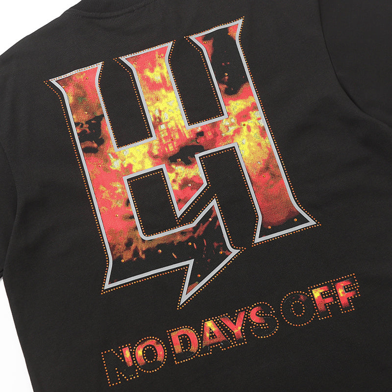 Life Hustlers Fire Angel Graphic Black Tee