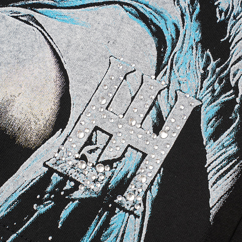 Life Hustlers Blind‑Folded Angel Graphic Black T‑Shirt