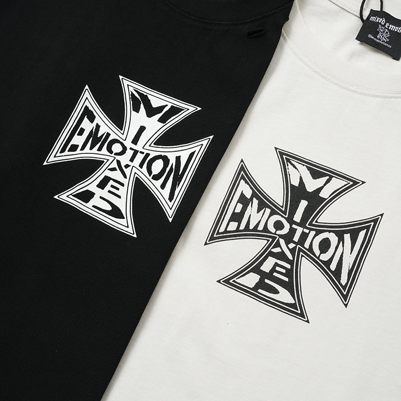 MIXED EMOTION Cross Graphic 2‑Color T‑Shirt