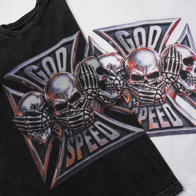 Godspeed Metal Skull Graphic T‑Shirt